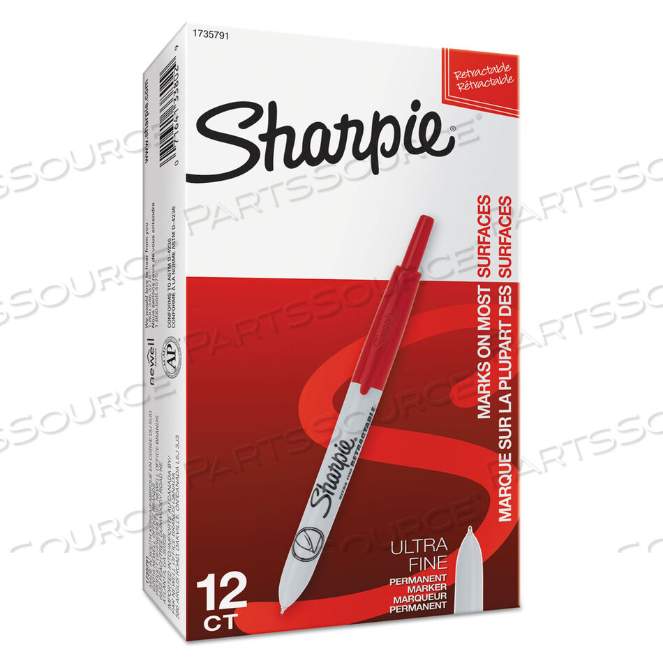 RETRACTABLE PERMANENT MARKER, EXTRA-FINE NEEDLE TIP, RED by Sharpie
