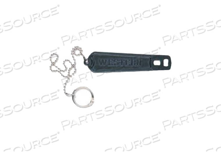 METAL OXYGEN CYLINDER WRENCH WITH SECURITY CHAIN by Western Enterprises
