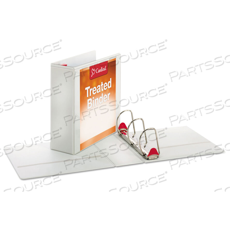 TREATED CLEARVUE LOCKING SLANT-D RING BINDER, 3 RINGS, 4" CAPACITY, 11 X 8.5, WHITE by Cardinal