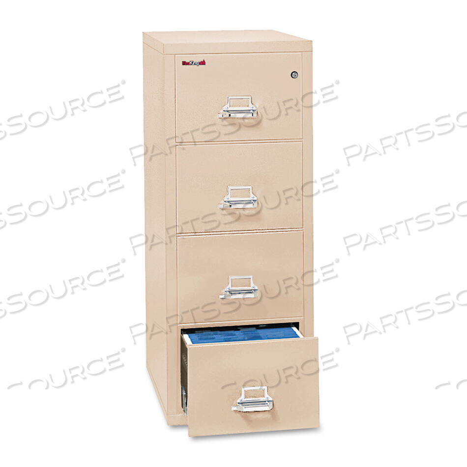 FIREPROOF 4 DRAWER VERTICAL FILE CABINET - LETTER SIZE 18"W X 25"D X 53"H - PUTTY by Fire King