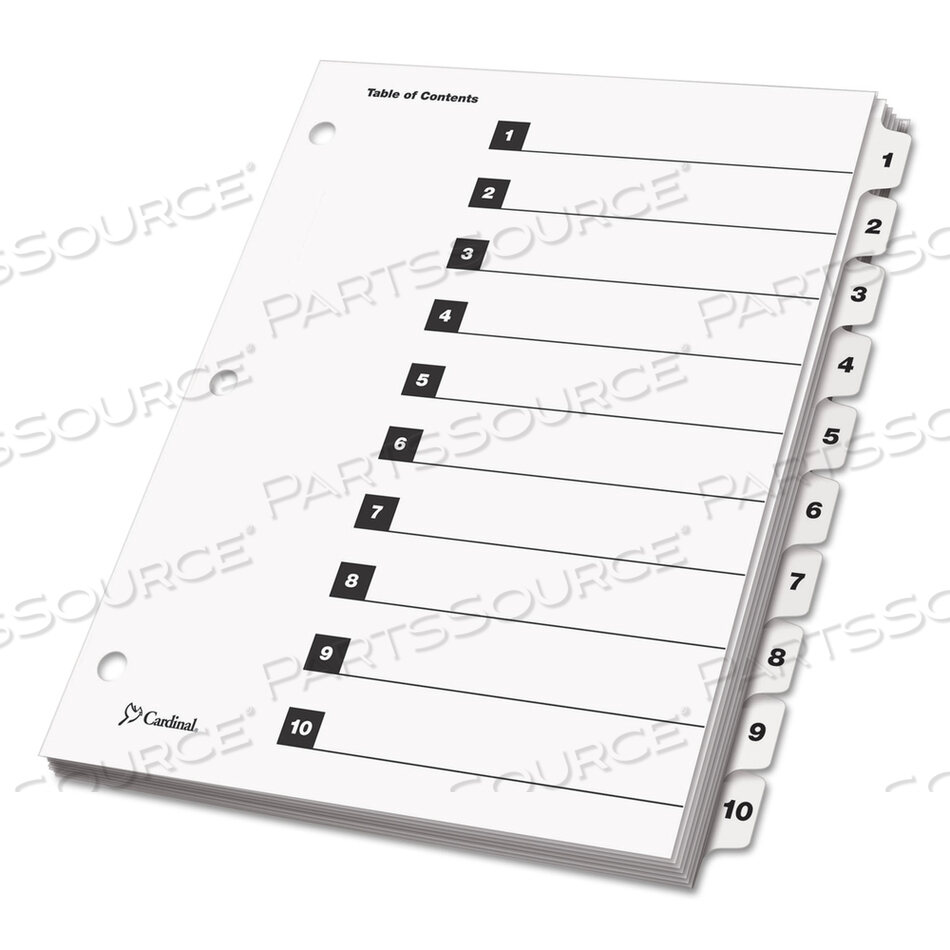 ONESTEP PRINTABLE TABLE OF CONTENTS AND DIVIDERS, 10-TAB, 1 TO 10, 11 X 8.5, WHITE, WHITE TABS, 1 SET by Cardinal