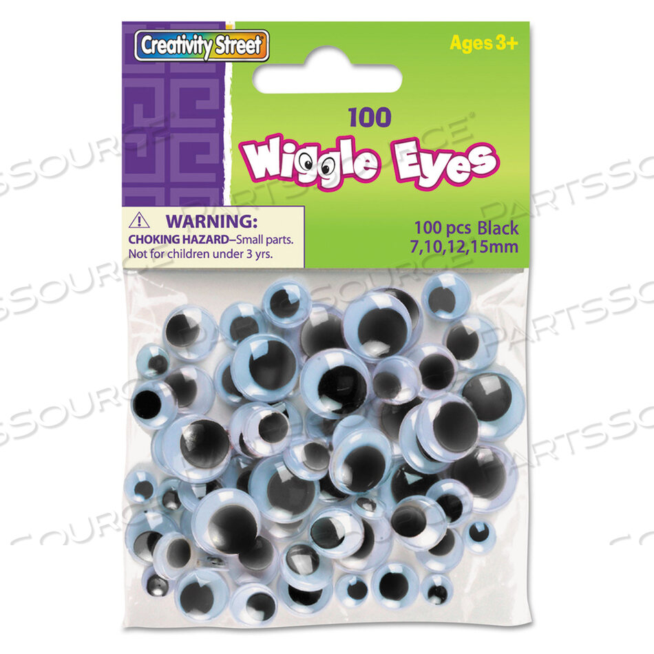 WIGGLE EYES ASSORTMENT, ASSORTED SIZES, BLACK, 100/PACK by Creativity Street