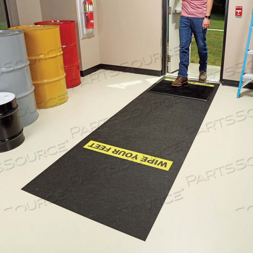SAN205-BK New Pig Corporation SHOE DISINFECTANT MAT WITH ADHESIVE-BACKED  PRINTED MESSAGE RUNNER : PartsSource : PartsSource - Healthcare Products  and Solutions