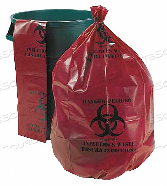 BIOHAZARD BAGS 55 GAL. RED PK25 by Ability One