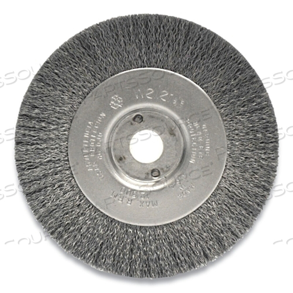 NARROW FACE CRIMPED WIRE WHEEL, 4 IN DIA X 1/2 IN W FACE, 0.0118 IN STAINLESS STEEL WIRE, 12500 RPM by Weiler