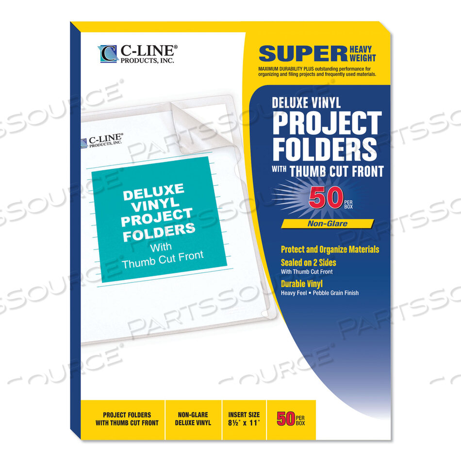 DELUXE VINYL PROJECT FOLDERS, LETTER SIZE, CLEAR, 50/BOX by C-Line