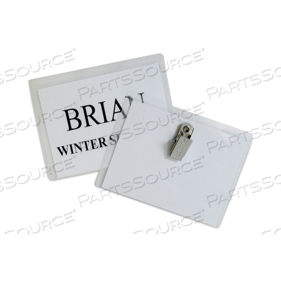 NAME BADGE KITS, TOP LOAD, 4 X 3, CLEAR, CLIP STYLE, 96/BOX by C-Line