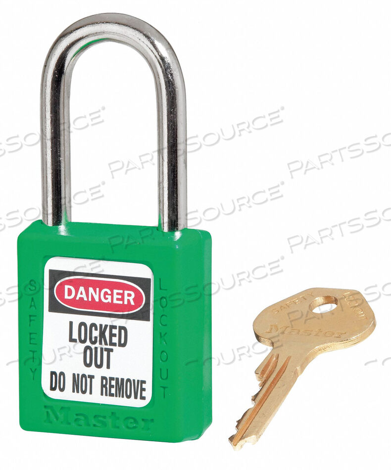 THERMOPLASTIC ZENEX SAFETY PADLOCK, 1-1/2"H SHACKLE, GREEN 6/SET by Master Lock