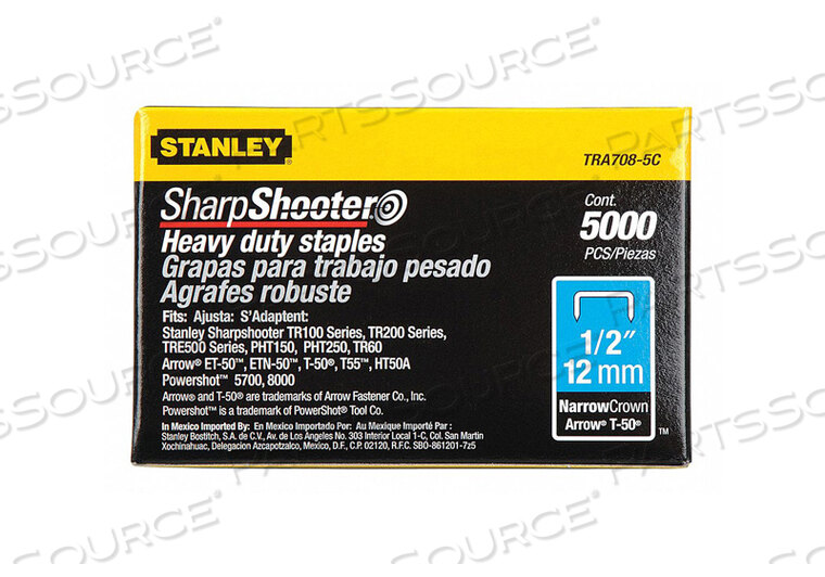 HEAVY-DUTY NARROW CROWN STAPLES 1/2", 5,000 PACK by Stanley