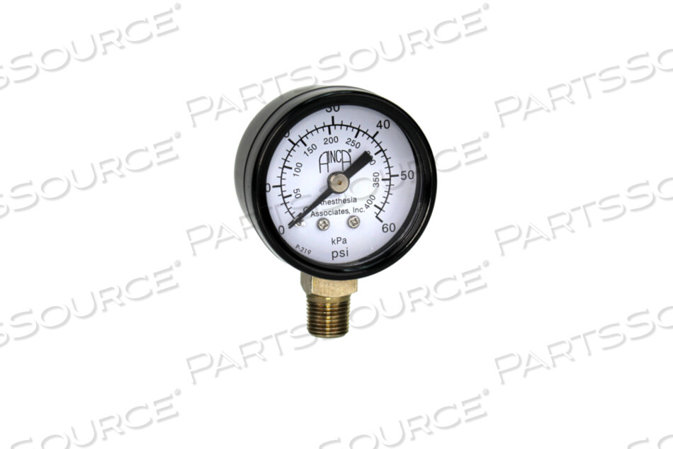 GAUGE, 1/8 IN MPT, 1-1/2 IN DIA, 0 TO 60 PSI, BOTTOM MOUNTING by Anesthesia Associates