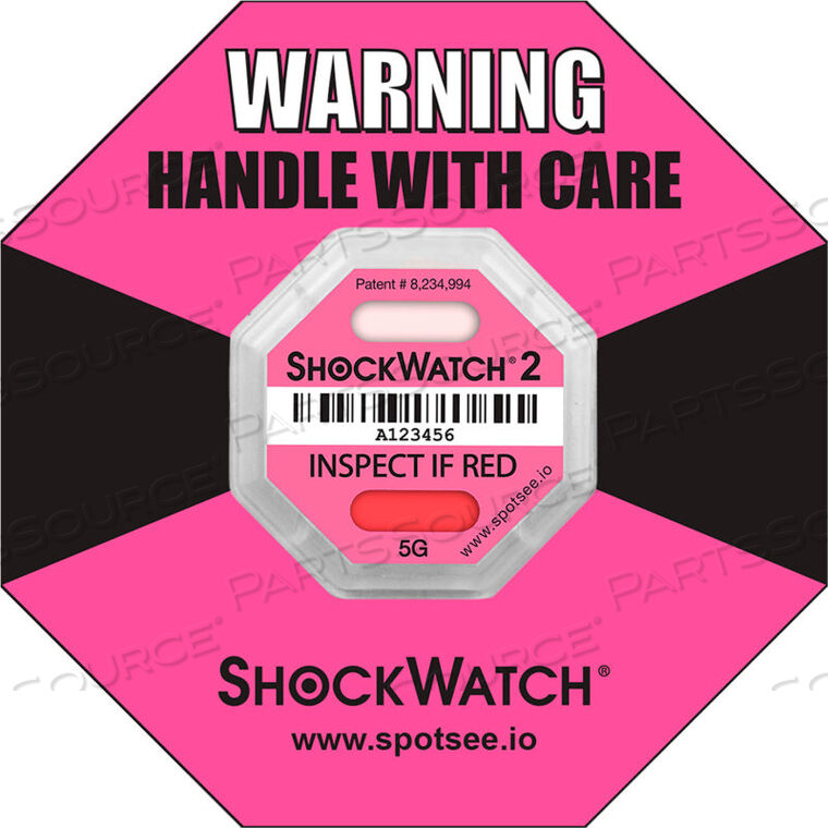 SPOTSEE 2 SERIALIZED FRAMED IMPACT INDICATORS, 5G RANGE, PINK, 50/BOX by Shockwatch Inc