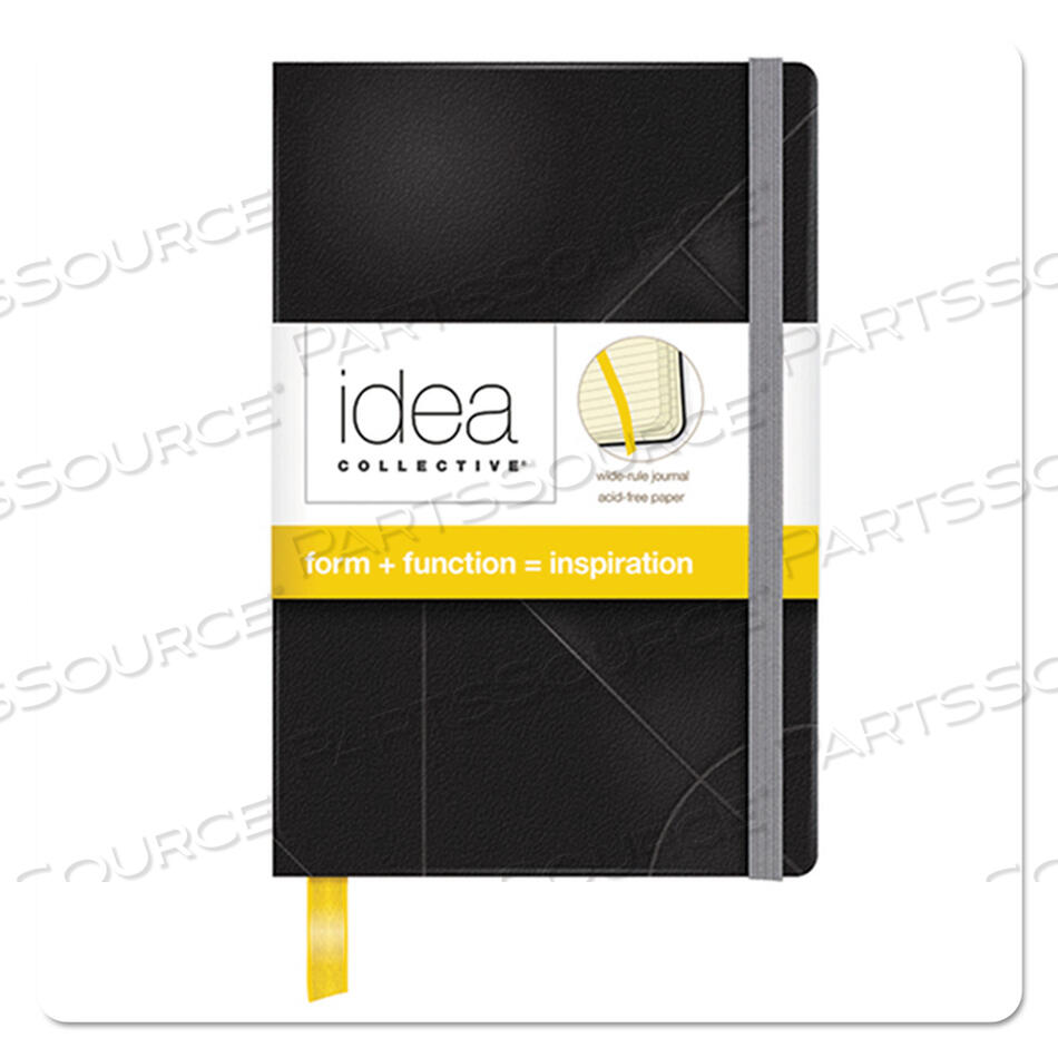 IDEA COLLECTIVE JOURNAL, HARDCOVER WITH ELASTIC CLOSURE, 1 SUBJECT, WIDE/LEGAL RULE, BLACK COVER, 5.5 X 3.5, 96 SHEETS by Tops