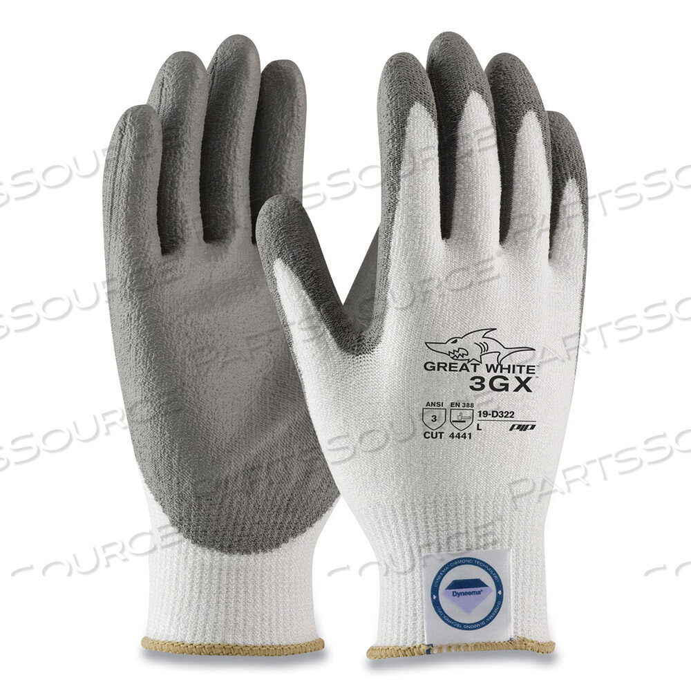 GREAT WHITE 3GX SEAMLESS KNIT DYNEEMA DIAMOND BLENDED GLOVES, SMALL, WHITE/GRAY by Protective Industrial Products