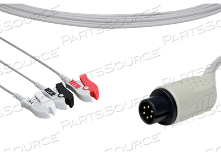 3 LEAD, DIRECT CONNECT, ECG CABLE, MOLDED, AAMI, PINCH/GRABBER 