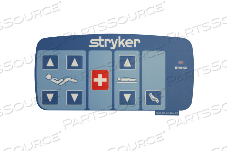OUTER RIGHT NURSE CONTROL LABEL BLUE W/GATCH/FOWLER, DMS by Stryker Medical