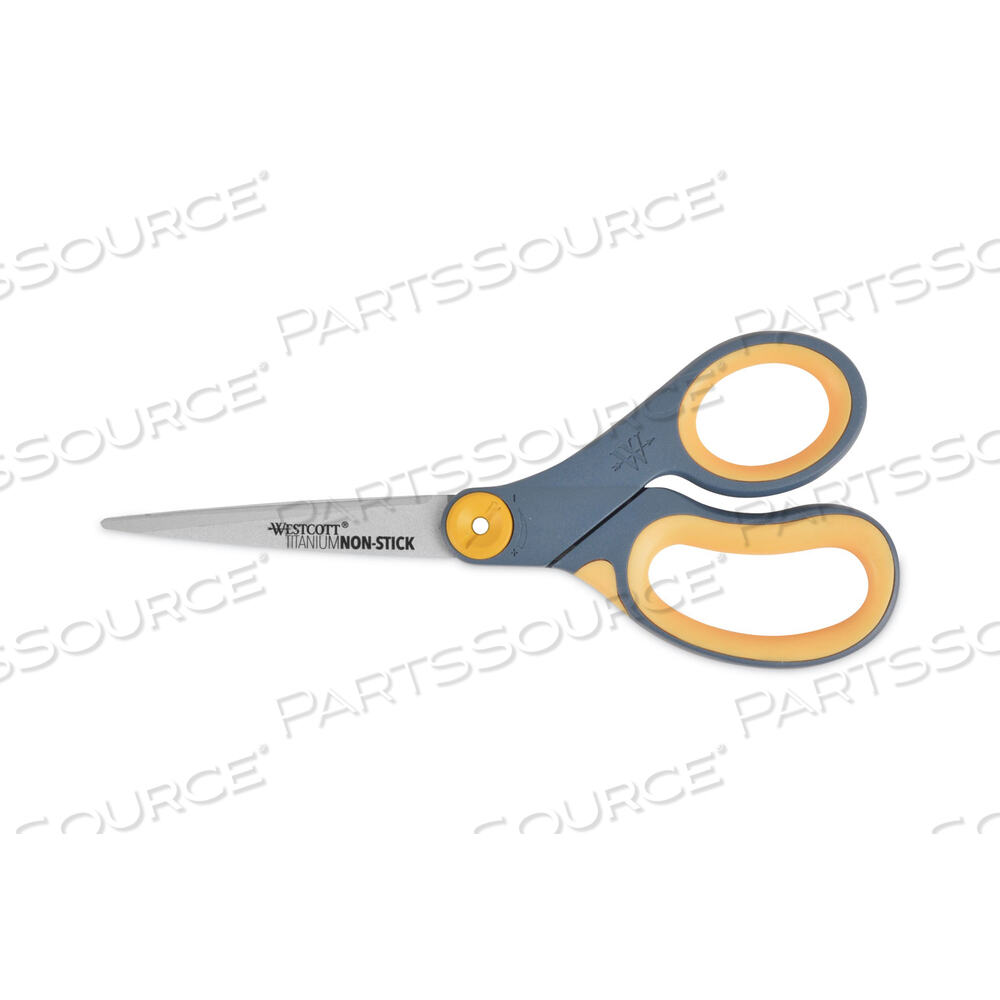 NON-STICK TITANIUM BONDED SCISSORS, 8" LONG, 3.25" CUT LENGTH, GRAY/YELLOW STRAIGHT HANDLE by Westcott NON-STICK TITANIUM BONDED SCISSORS, 8" LONG, 3.25" CUT LENGTH, GRAY/YELLOW STRAIGHT HANDLE by Westcott