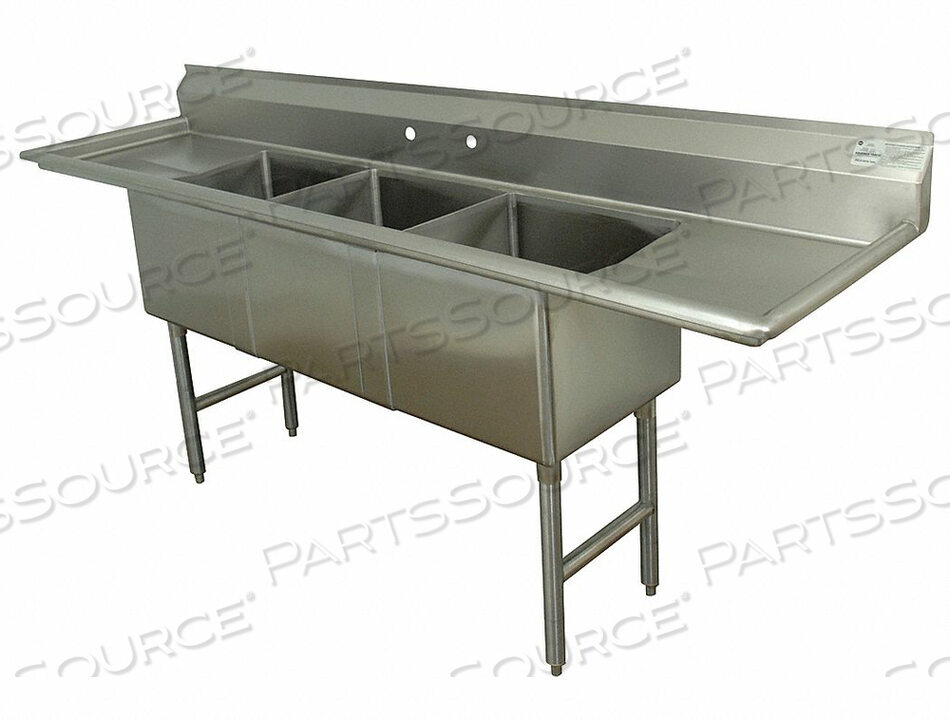 NSF FABRICATED 3 COMPARTMENT SINK, 24L LEFT & RIGHT DRAINBOARDS by Advance Tabco