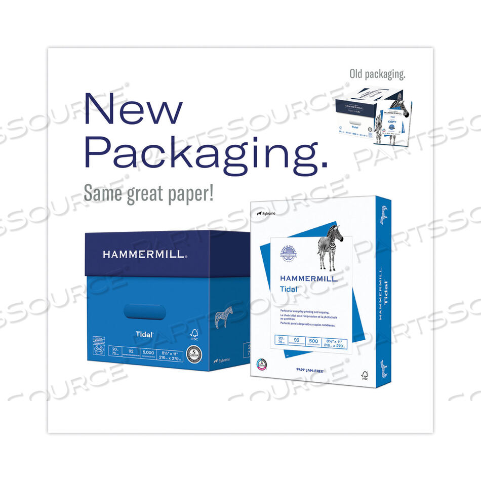 TIDAL PRINT PAPER, 92 BRIGHT, 20 LB BOND WEIGHT, 8.5 X 11, WHITE, 500 SHEETS/REAM, 10 REAMS/CARTON, 40 CARTONS/PALLET by Hammermill