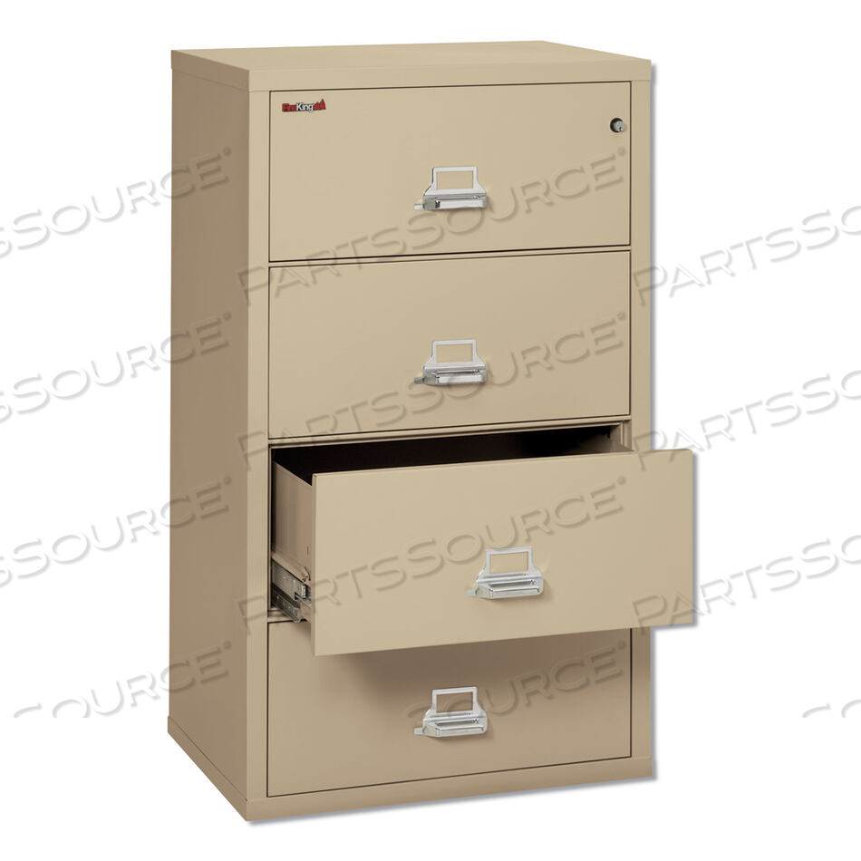 INSULATED LATERAL FILE, 4 LEGAL/LETTER-SIZE FILE DRAWERS, PARCHMENT, 31.13" X 22.13" X 52.75", 260 LB OVERALL CAPACITY by Fire King