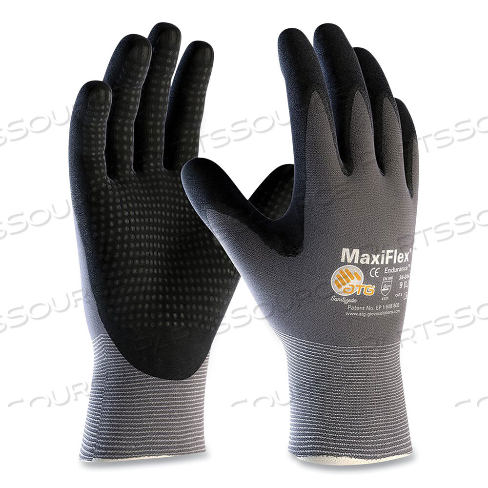 ENDURANCE SEAMLESS KNIT NYLON GLOVES, LARGE (SIZE 9), GRAY/BLACK by Protective Industrial Products