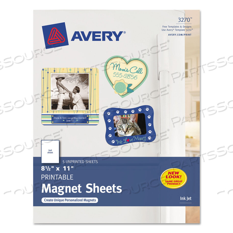 PRINTABLE MAGNET SHEETS, 8.5 X 11, WHITE, 5/PACK by Avery