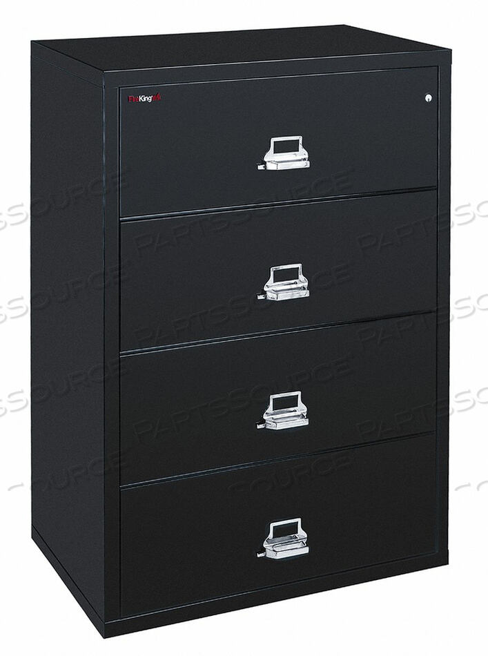 FIREPROOF 4 DRAWER LATERAL FILE CABINET - LETTER-LEGAL SIZE 44-1/2"W X 22"D X 53"H - BLACK by Fire King