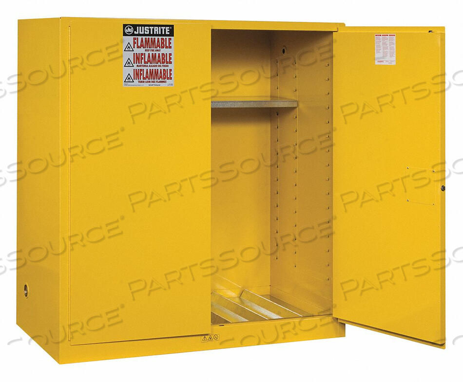 FLAMMABLE CABINET VERTICAL 2X55 GAL. YLW by Justrite