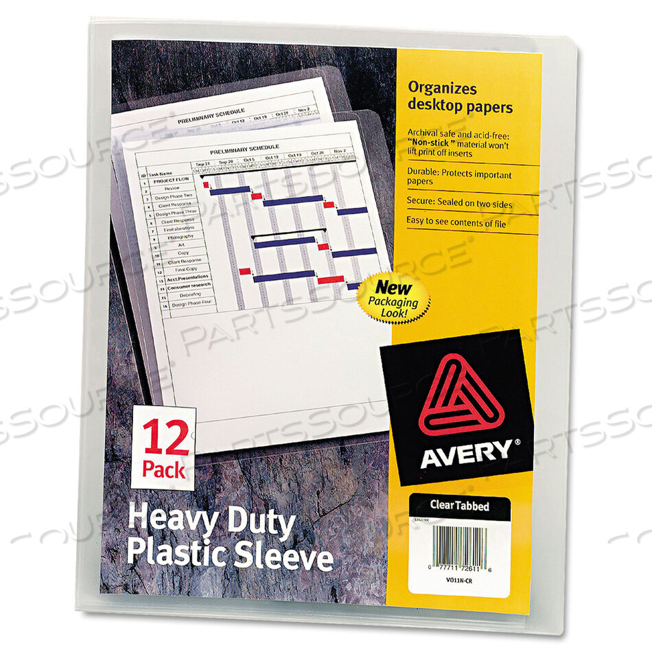 HEAVY-DUTY PLASTIC SLEEVES, LETTER SIZE, CLEAR, 12/PACK by Avery