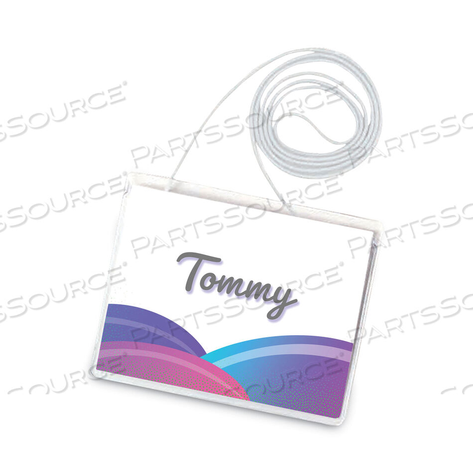 NAME BADGE KITS, TOP LOAD, 4 X 3, CLEAR, ELASTIC CORD, 50/BOX by C-Line