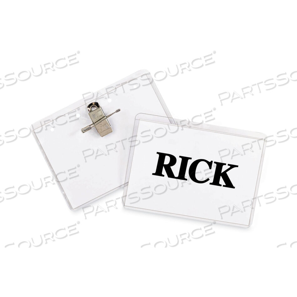 NAME BADGE KITS, TOP LOAD, 3 1/2 X 2 1/4, CLEAR, COMBO CLIP/PIN, 50/BOX by C-Line