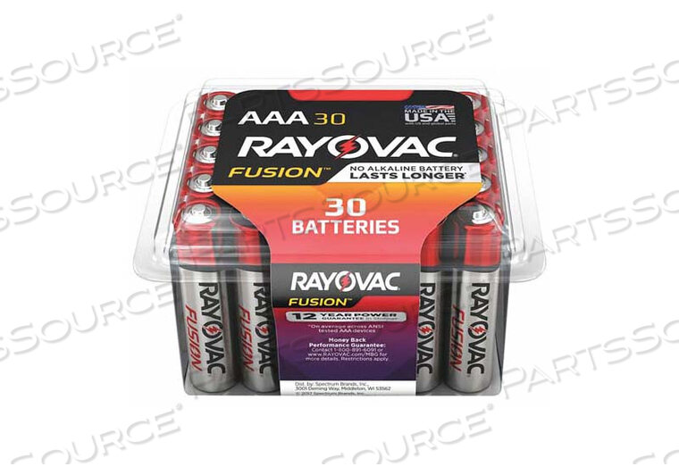 BATTERY, FUSION, AAA, ALKALINE, 1.5VDC, 1150 MAH (PACK OF 30) by Rayovac