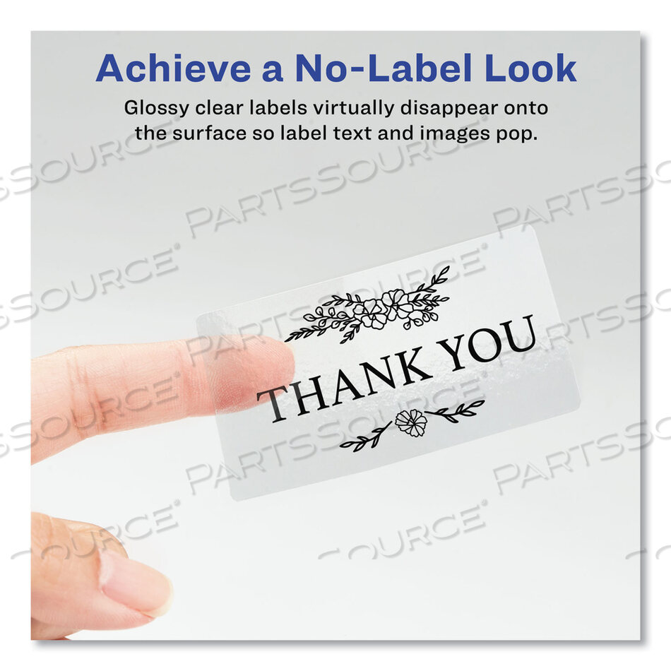 PRINT-TO-THE-EDGE LABELS WITH SURE FEED AND EASY PEEL, 2 X 3, GLOSSY CLEAR, 80/PACK by Avery