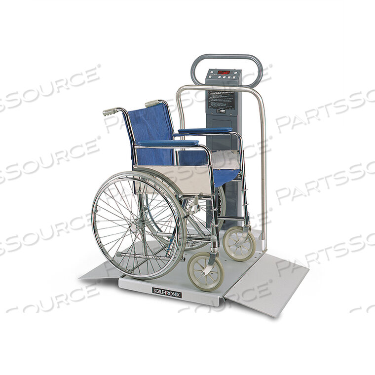WHEELCHAIR SCALE, 880 LB/400 KG, WITH STANDARD WEIGHT (LB/KG), DATA PORT, AND BATTERY POWER by Scale-Tronix