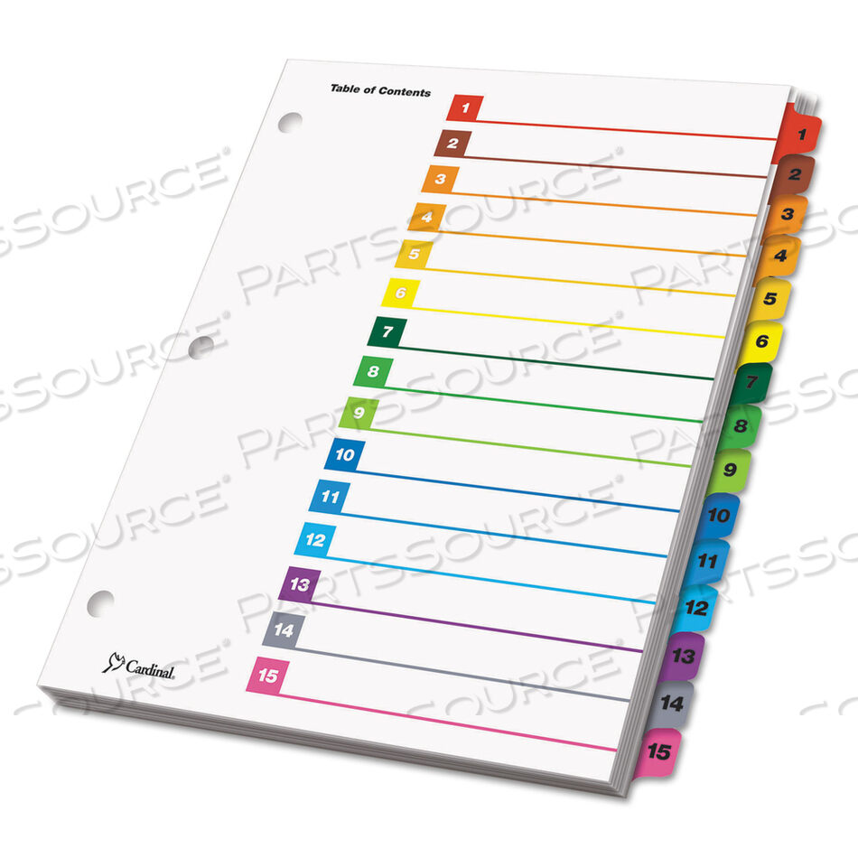 ONESTEP PRINTABLE TABLE OF CONTENTS AND DIVIDERS, 15-TAB, 1 TO 15, 11 X 8.5, WHITE, ASSORTED TABS, 1 SET by Cardinal