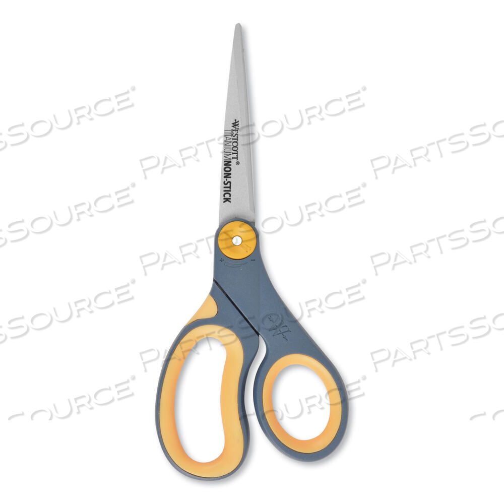 NON-STICK TITANIUM BONDED SCISSORS, 8" LONG, 3.25" CUT LENGTH, GRAY/YELLOW STRAIGHT HANDLE by Westcott NON-STICK TITANIUM BONDED SCISSORS, 8" LONG, 3.25" CUT LENGTH, GRAY/YELLOW STRAIGHT HANDLE by Westcott