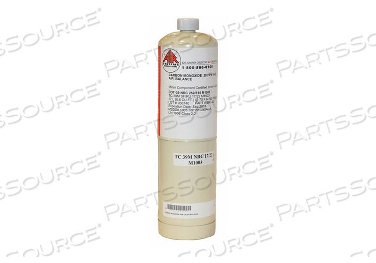 20 PPM CO/AIR CALIBRATION GAS FOR CO MONITORS, 17 L by Air Systems International