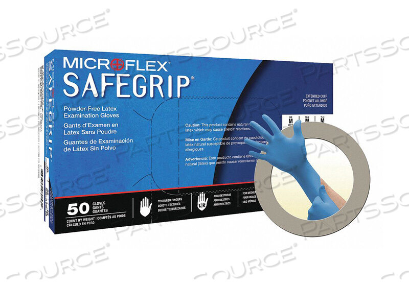 SAFEGRIP SG-375 EXAMINATION GLOVES, LARGE, NATURAL RUBBER LATEX, BLUE by Microflex
