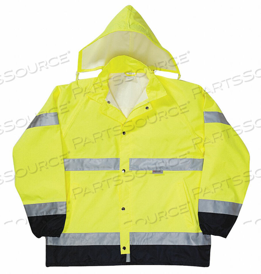 BREATHABLE FOUL WEATHER COAT, CLASS 3, HI-VIS YELLOW, L by Occunomix