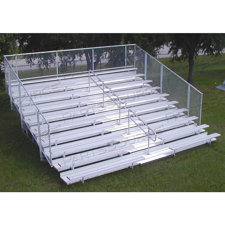 8 ROW GTG ALUMINUM BLEACHER WITH MID-AISLE & GUARDRAIL, 21' LONG, DOUBLE FOOTBOARD by Gt Grandstands By Ultraplay