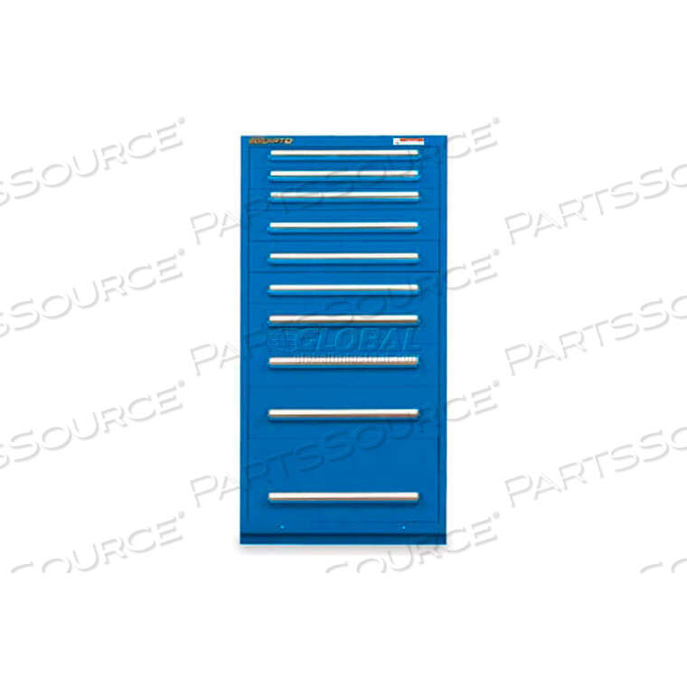 30"W MODULAR CABINET 10 DRAWERS W/DIVIDERS, 59"H, KEYED ALIKE LOCK-TEXTURED REGAL BLUE by Equipto