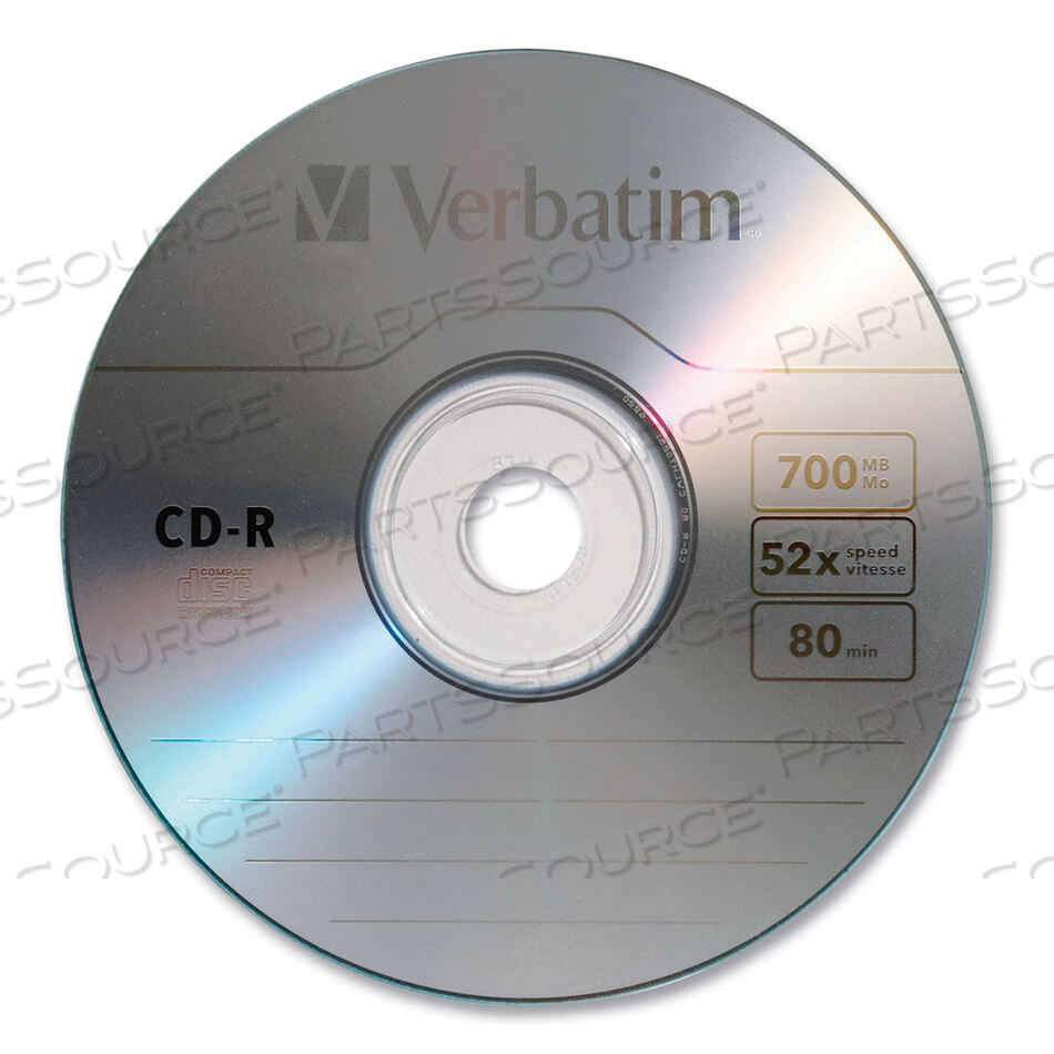 CD-R RECORDABLE DISC, 700 MB/80 MIN, 52X, SLIM JEWEL CASE, SILVER, 10/PACK by Verbatim