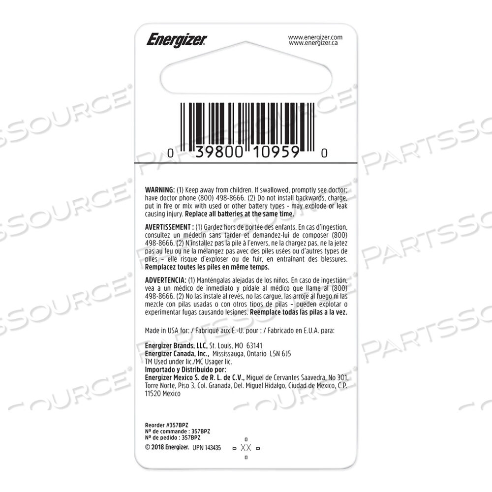 ENERGIZER SILVER OXIDE BUTTON CELL BATTERY, 1.5 V by Energizer
