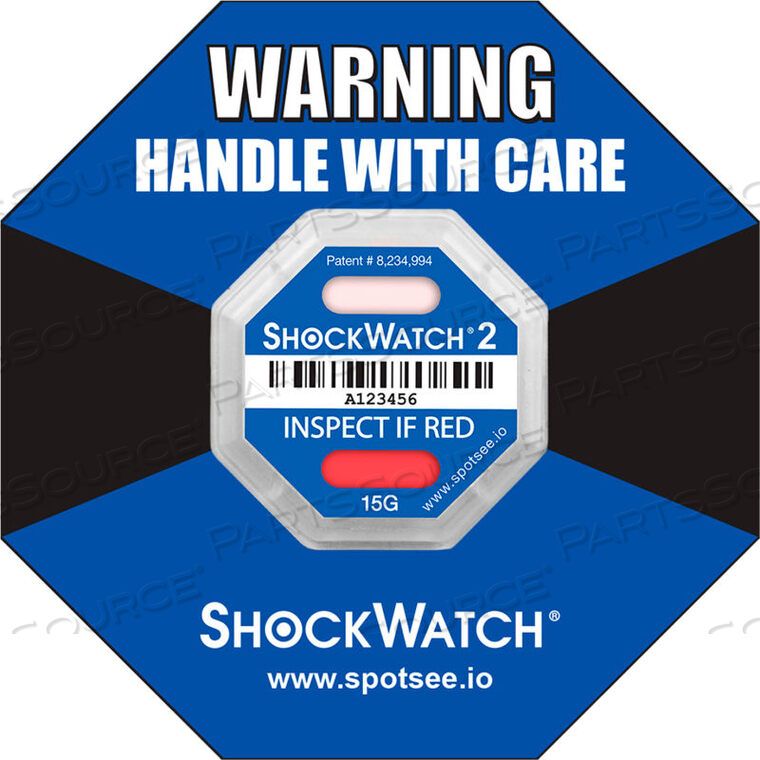 SPOTSEE 2 SERIALIZED FRAMED IMPACT INDICATORS, 15G RANGE, BLUE, 50/BOX by Shockwatch Inc