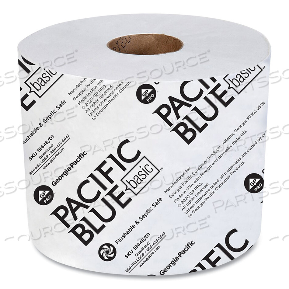 PACIFIC BLUE BASIC HIGH-CAPACITY BATHROOM TISSUE, SEPTIC SAFE, 2-PLY, WHITE, 1,000 SHEETS/ROLL, 48 ROLLS/CARTON by Georgia-Pacific