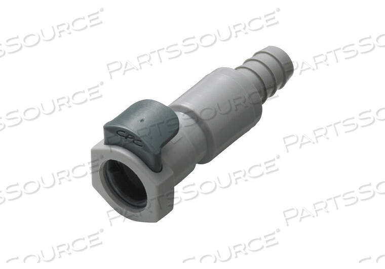 NON-VALVED INLINE COUPLING BODY, 1/4 IN HOSE BARB, GRAY, POLYPROPYLENE, 0 TO 71 DEG C, MOLDED GRAY by Colder Products Company