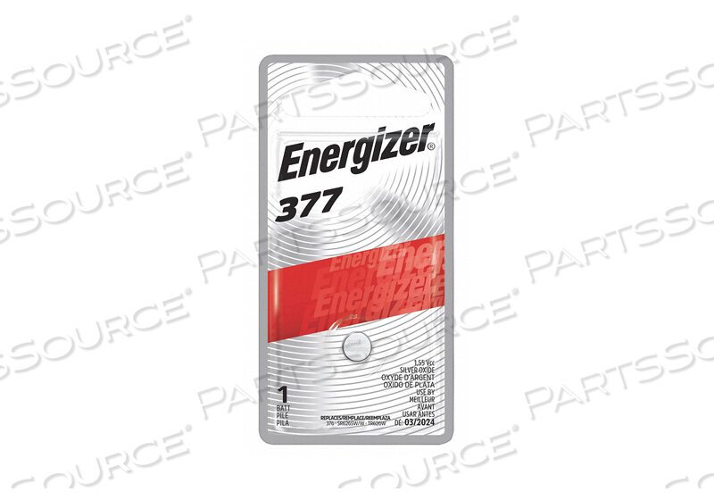 BATTERY, BUTTON CELL, 377, SILVER OXIDE, 1.5V, 24 MAH by Energizer