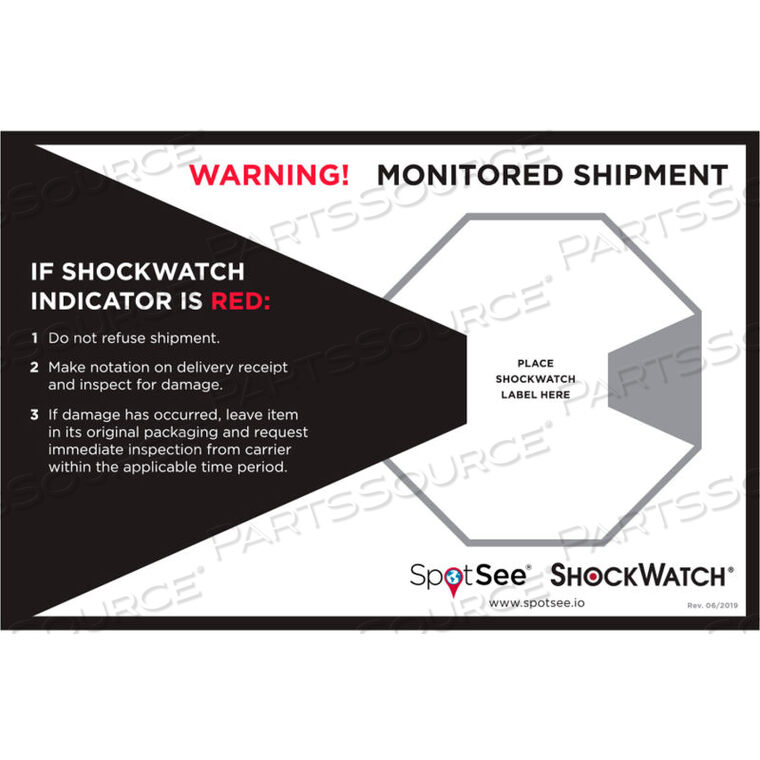 SPOTSEE COMPANION LABELS, 8-3/4" X 5-3/4", BLACK/RED/WHITE, 200/ROLL by Shockwatch Inc