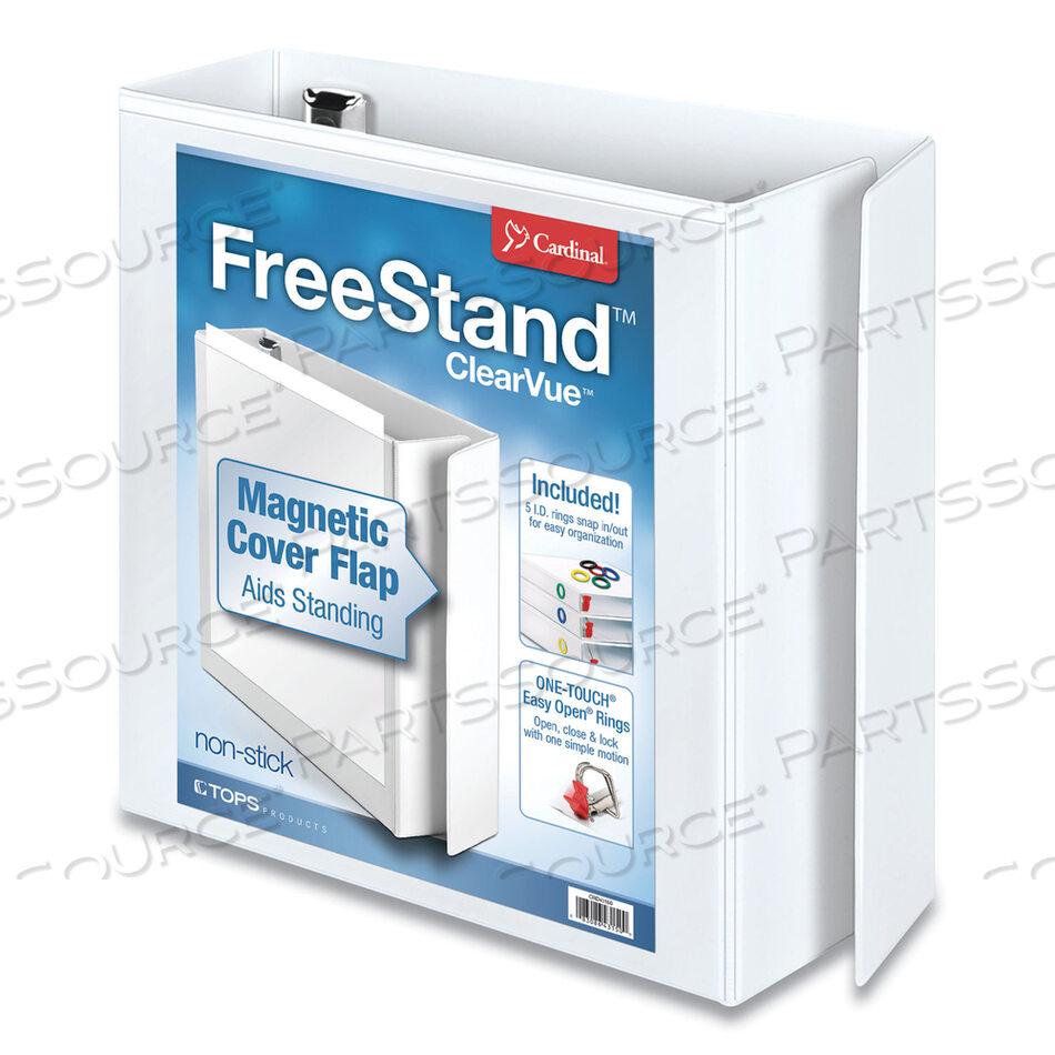 FREESTAND EASY OPEN LOCKING SLANT-D RING BINDER, 3 RINGS, 3" CAPACITY, 11 X 8.5, WHITE by Cardinal