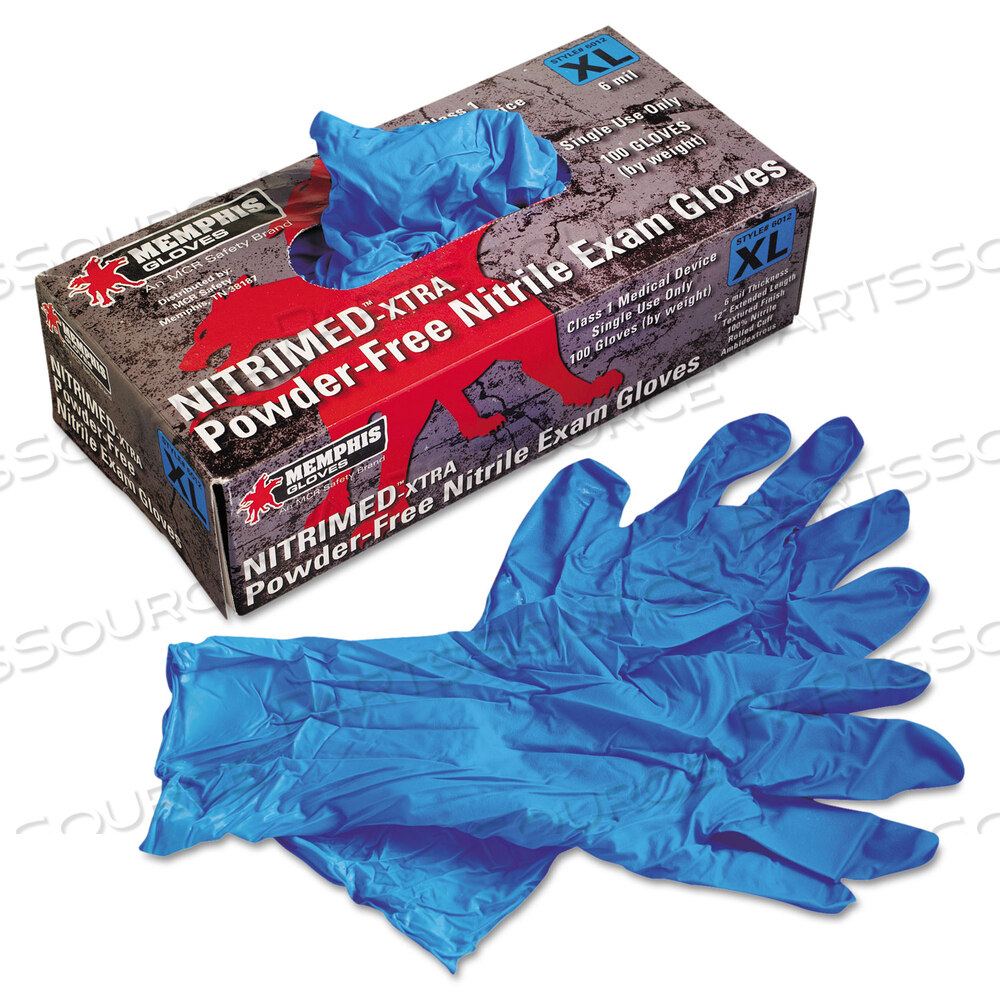 NITRI-MED DISPOSABLE NITRILE GLOVES, BLUE, X-LARGE by MCR Safety