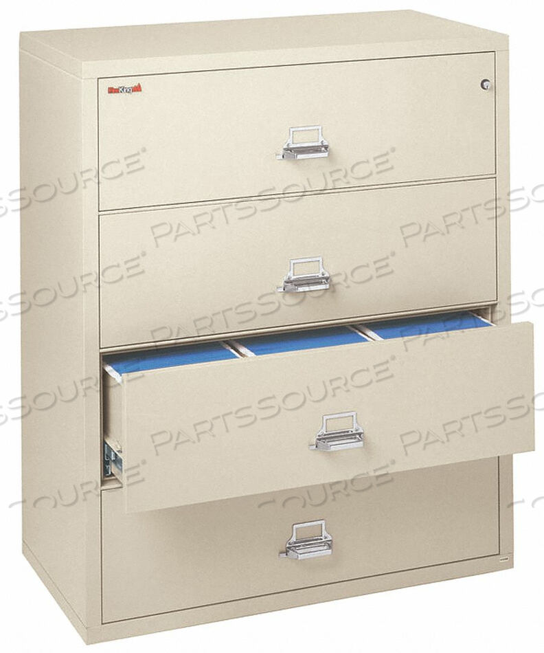 FIREPROOF 4 DRAWER LATERAL FILE CABINET - LETTER-LEGAL SIZE 44-1/2"W X 22"D X 53"H - PUTTY by Fire King